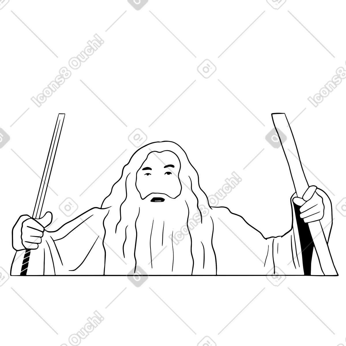 Non supererai gandalf illustrazione in stile Dudes scarica in PNG, SVG