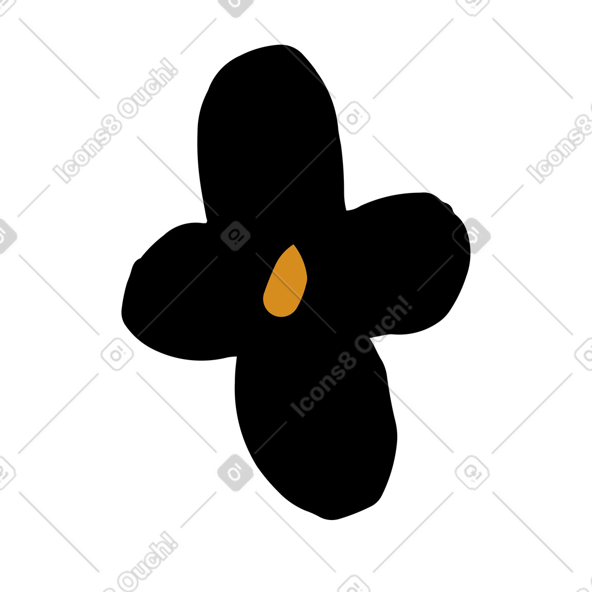 Scandi スタイルの Black flower bud のイラストをPNG、SVG形式でダウンロード