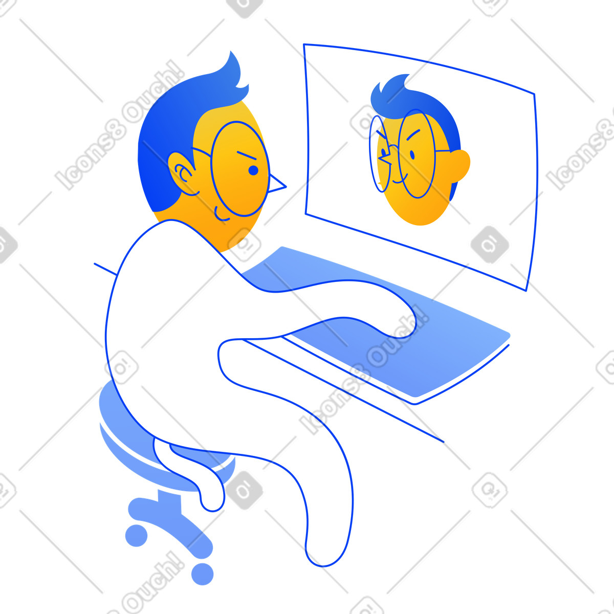 Blick auf den monitor-Illustration im Buddy-Stil als Download in PNG, SVG