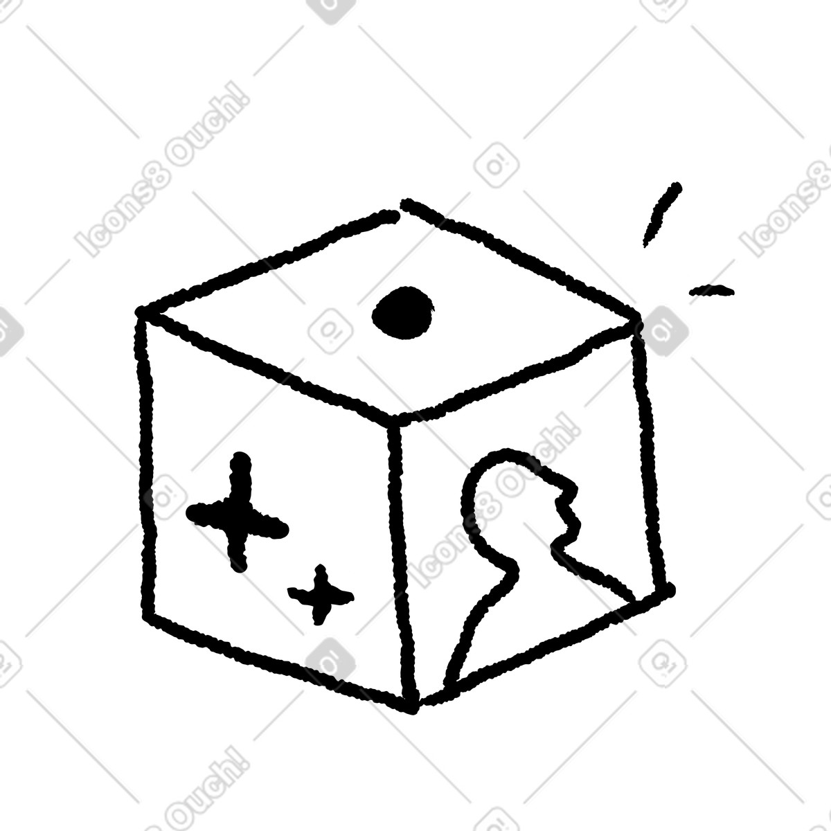 Human-AI collaboration dice cube for random future probability-Illustration im Black Chalk-Stil als Download in PNG, SVG