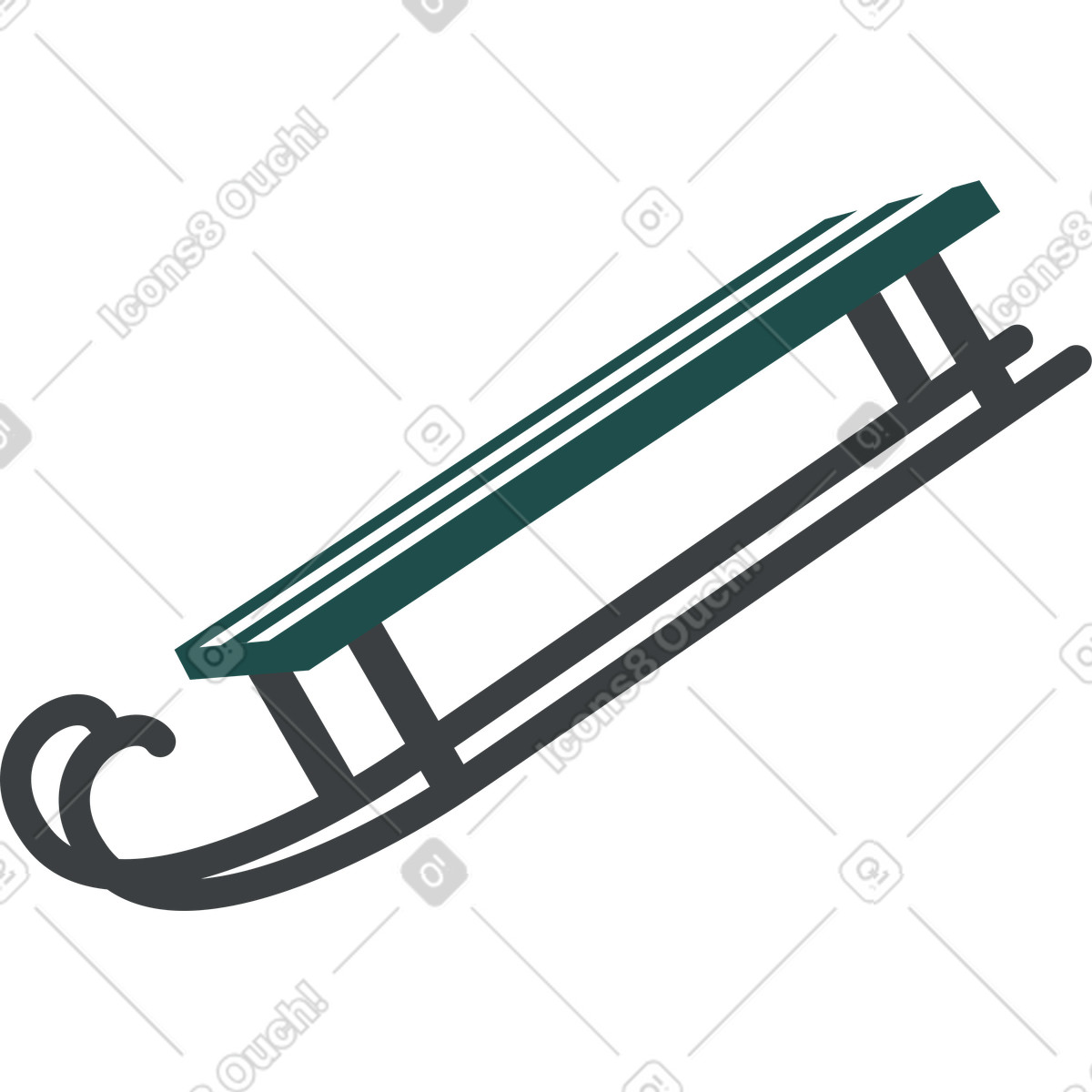 Illustration Luge noire et verte dans le style Kiddo à télécharger aux formats PNG, SVG