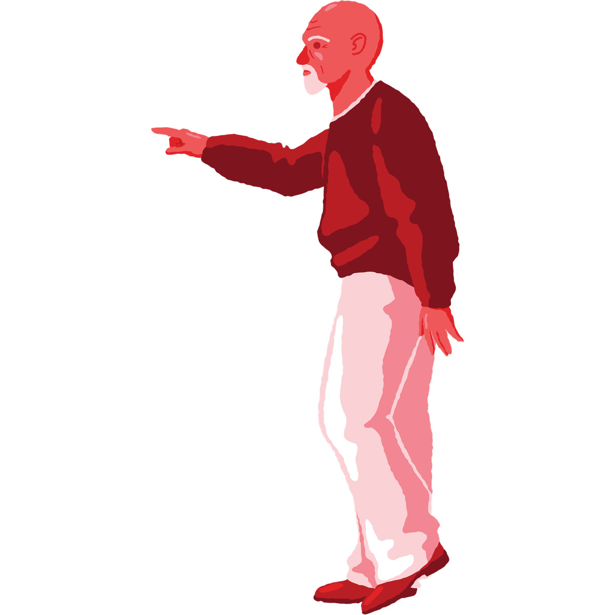 Cherry スタイルの Old man pointing side view のイラストをPNG、SVG形式でダウンロード