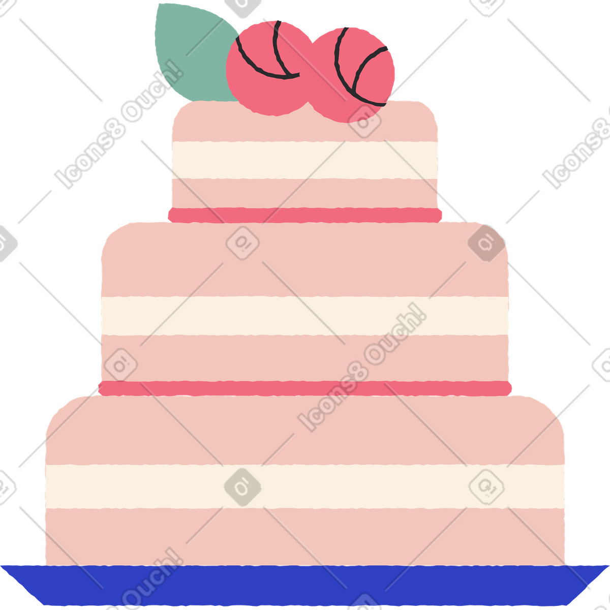Festive three-tiered cake-Illustration im Pablo-Stil als Download in PNG, SVG