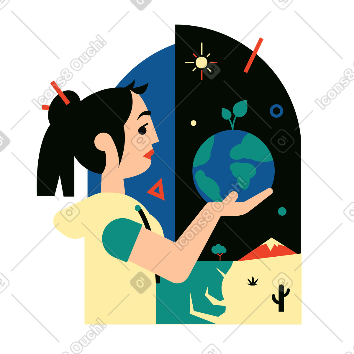 Illustration Prendre soin de la nature dans le style Polar à télécharger aux formats PNG, SVG