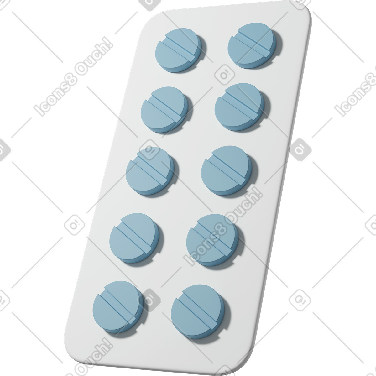 3D Casual life スタイルの Blister of blue pills のイラストをPNG、SVG形式でダウンロード