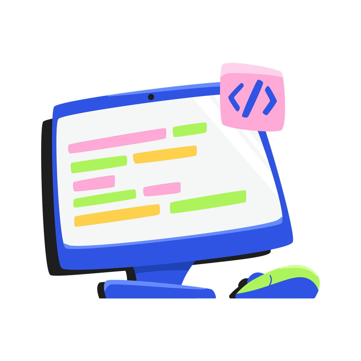 Programming on a computer illustration in Bouncy style download in PNG, SVG