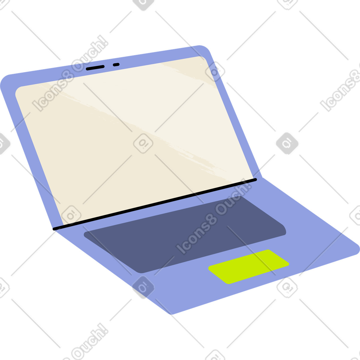 Ilustración Laptop wide open en estilo Juicy a descargar en PNG y SVG