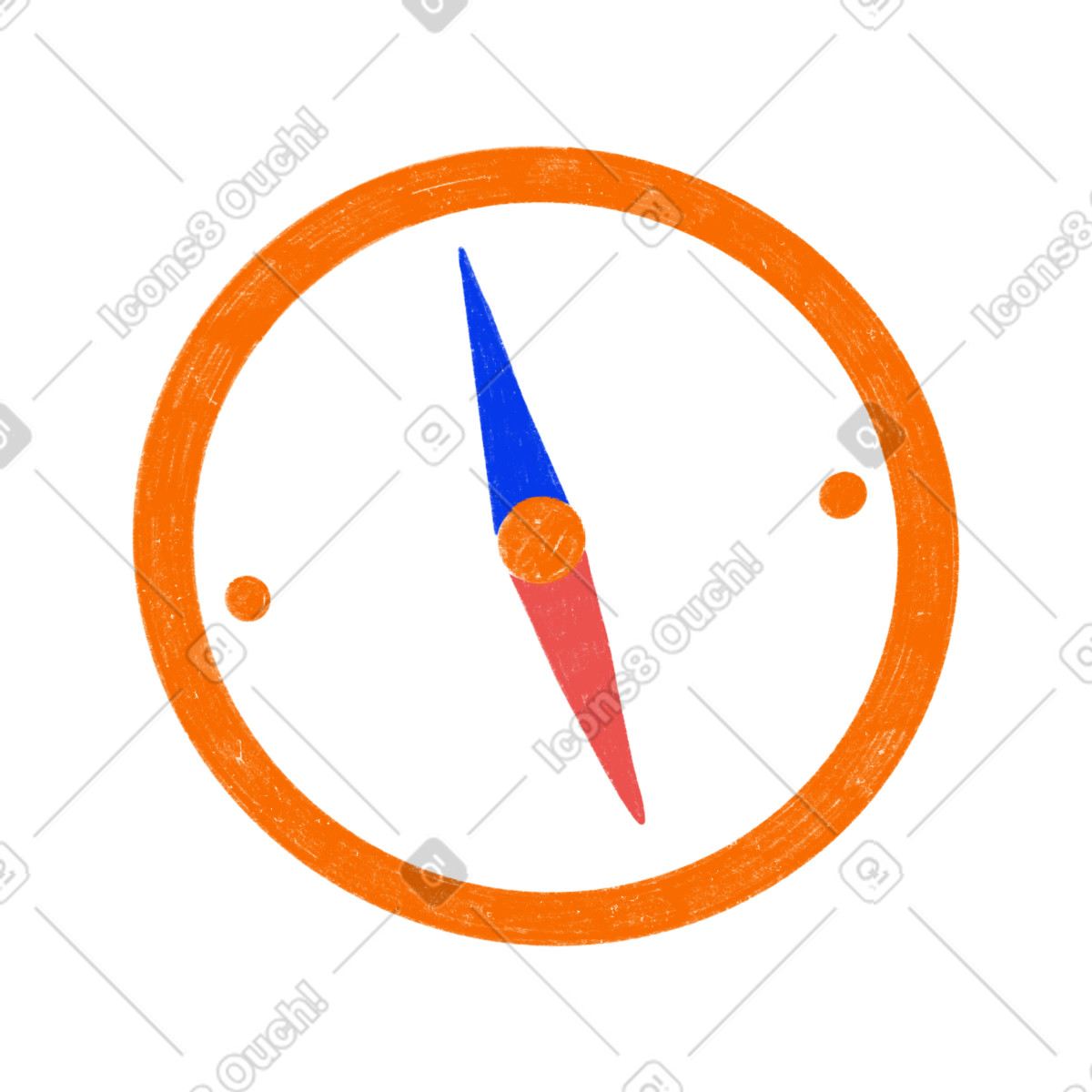 Orange compass illustration in Biro style download in PNG, SVG