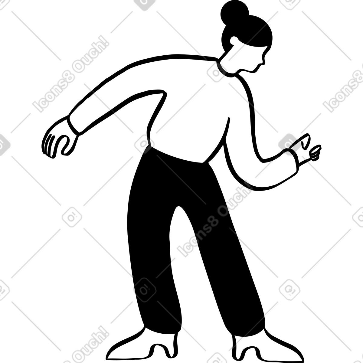 Woman looking down illustration in Journal style download in PNG, SVG
