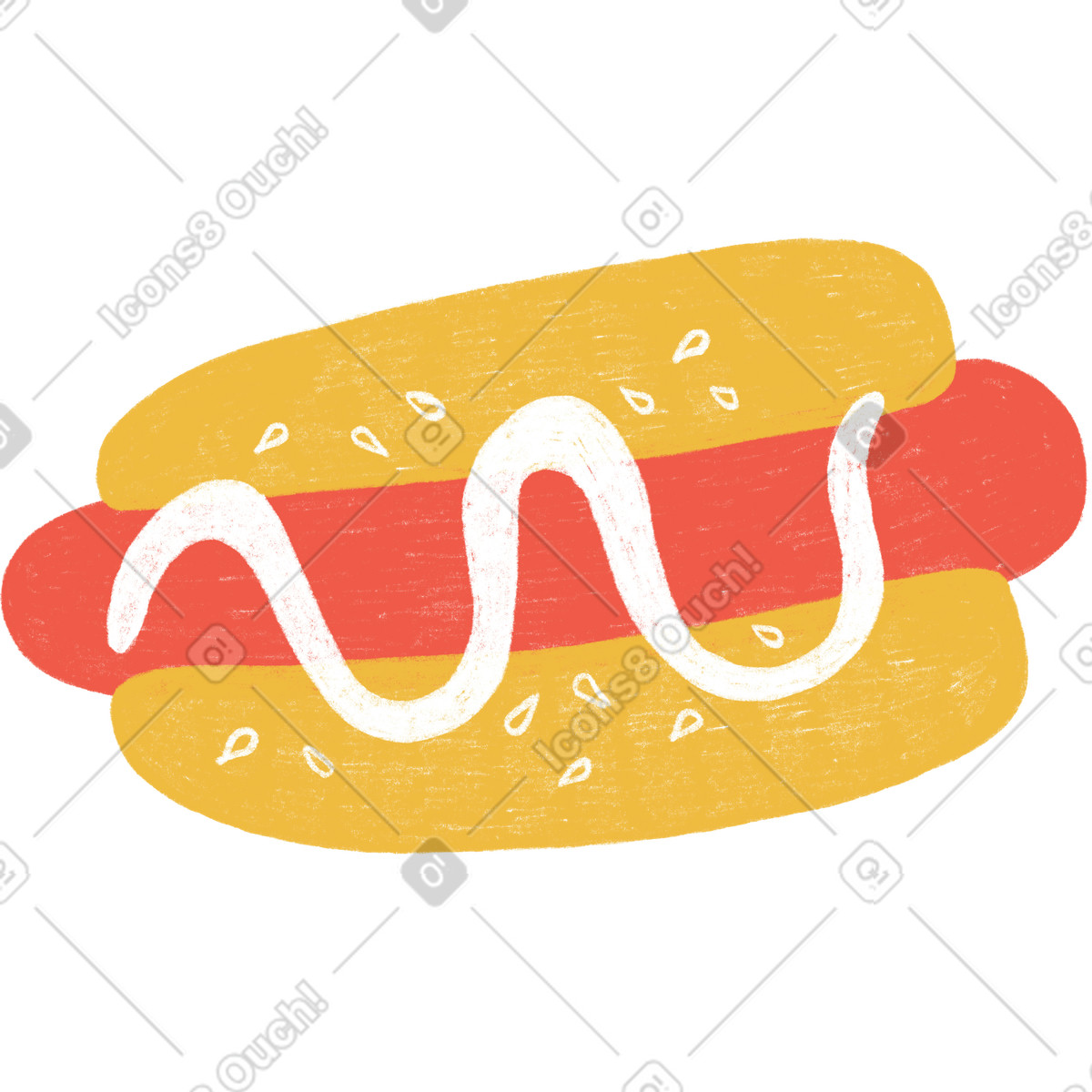 Hot dog with white sauce illustrazione in stile Tutti scarica in PNG, SVG
