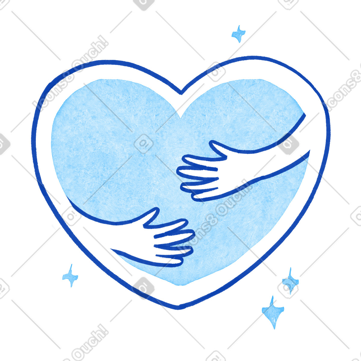 Tint 스타일의 Heart embrace with reaching hands symbolizing love care and support 일러스트레이션 PNG, SVG 다운로드