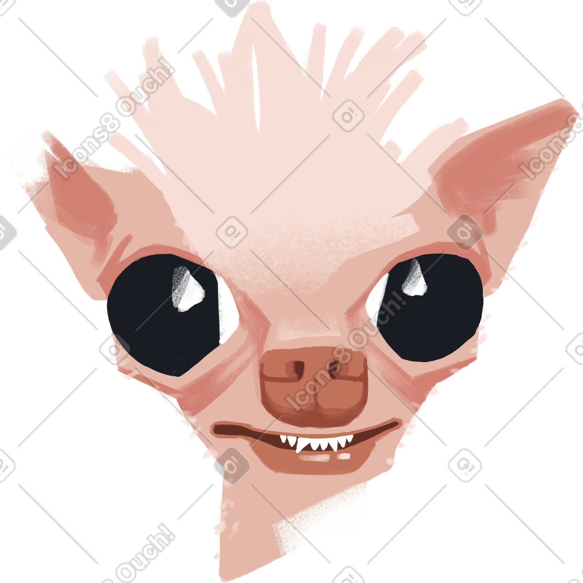 Bald dog illustration showcasing unique features in animal clipart for PNG downloads