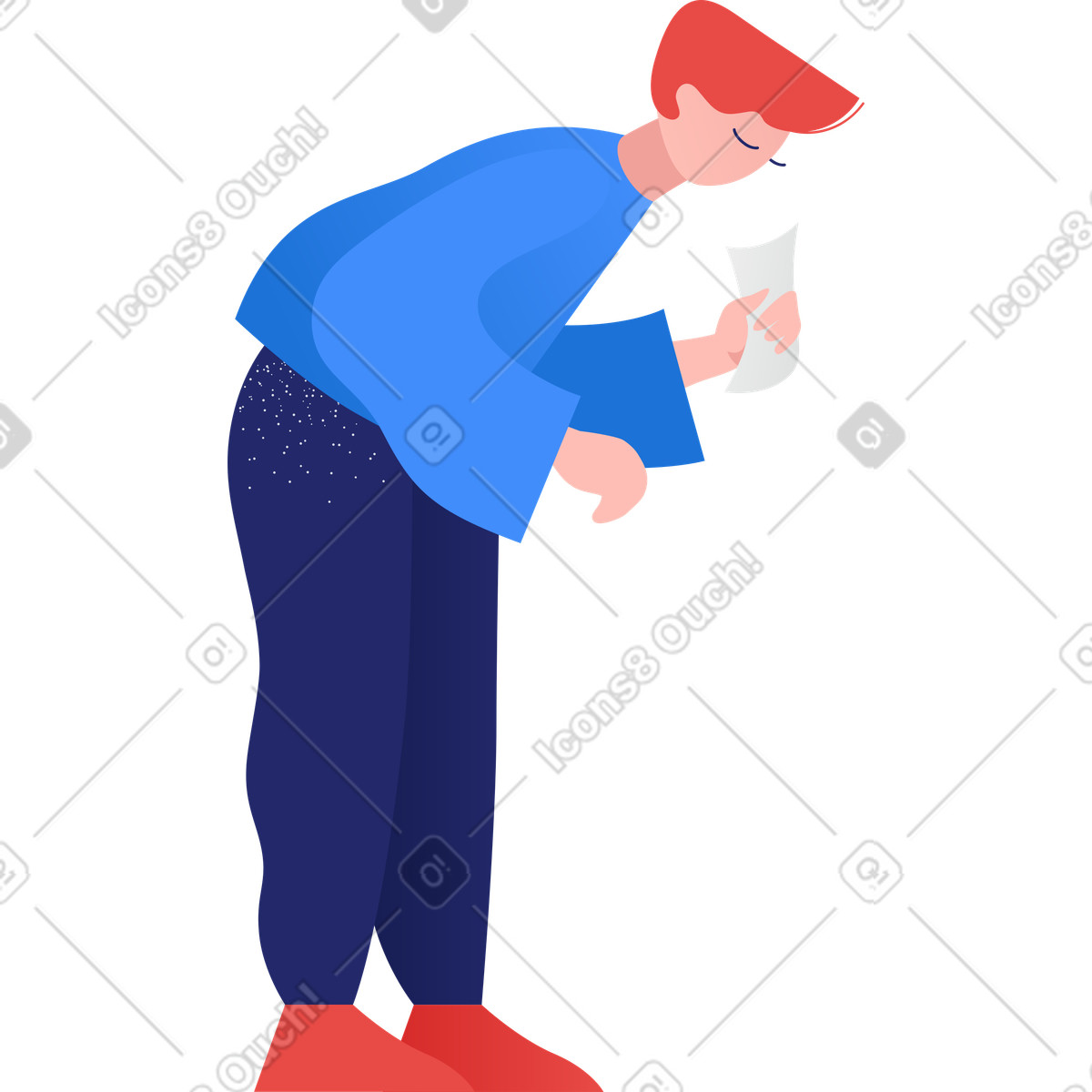Ilustração de Homem inclinado segurando papel em no estilo Clip para baixar em PNG, SVG