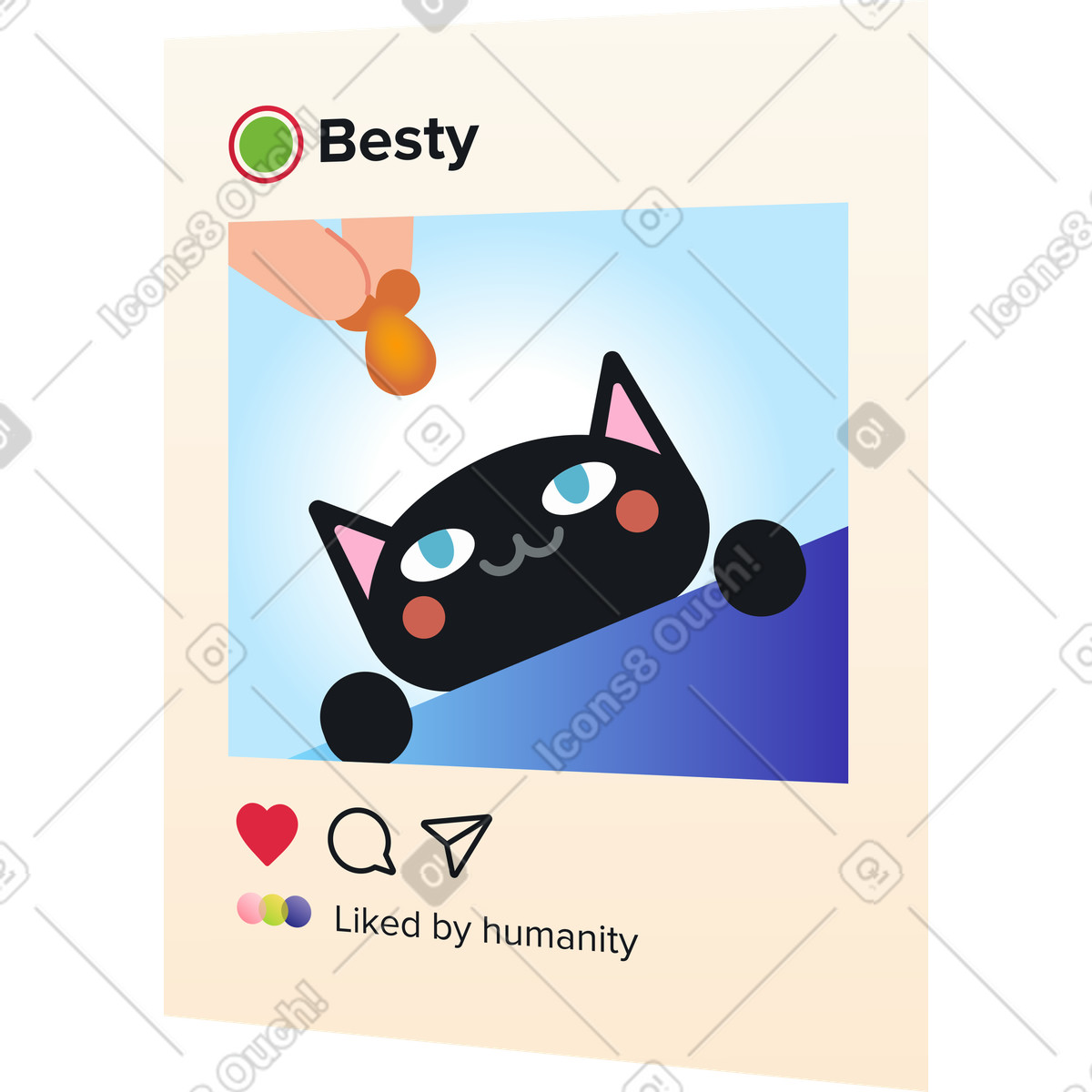 Post mit einem bild einer katze-Illustration im Fizzy-Stil als Download in PNG, SVG