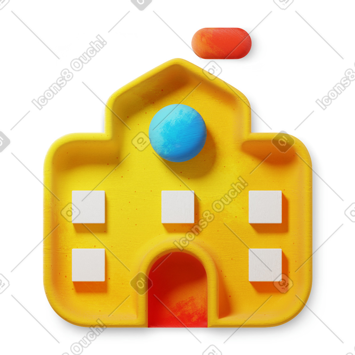 Ilustración School building en estilo 3D Microsoft Fluent illustration a descargar en PNG y SVG