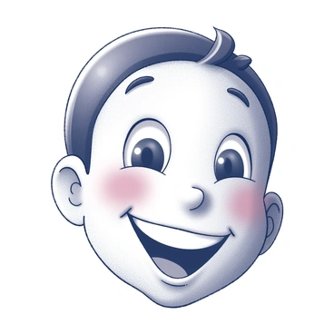 A close-up of a smiling face. The face features "bright eyes" that convey happiness, with "rosy cheeks" enhancing the cheerful expression. The lips are curved into a broad smile, showcasing a sense of joy. The skin has a smooth texture, and the hair is styled neatly around the face, framing it perfectly. The overall composition draws focus to the facial features, emphasizing the warmth of the smile.