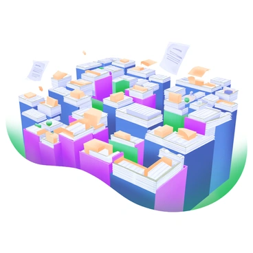 A detailed scene depicting a labyrinth constructed from towering stacks of paperwork and files. The stacks are intricately organized with various colored files and paper sizes, creating high walls that form the maze. In the center of the labyrinth, a tiny figure, dressed in a simple outfit, is seen navigating through the narrow pathways. The figure looks determined as they carefully maneuver around the towering stacks, with a few scattered loose papers fluttering around them. The overall scene conveys a sense of complexity and challenge in the maze of paperwork.