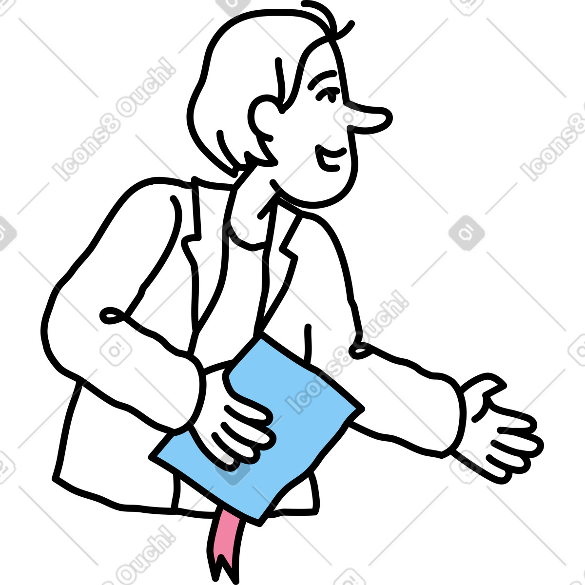 Young man with a diploma illustration in Notes style download in PNG, SVG