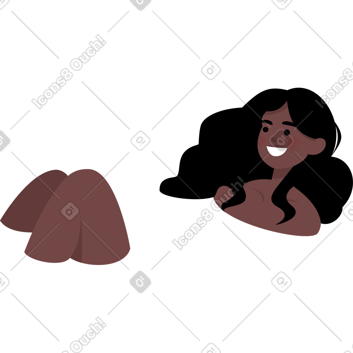 Illustration Happy girl in the bathroom dans le style Lagom à télécharger aux formats PNG, SVG