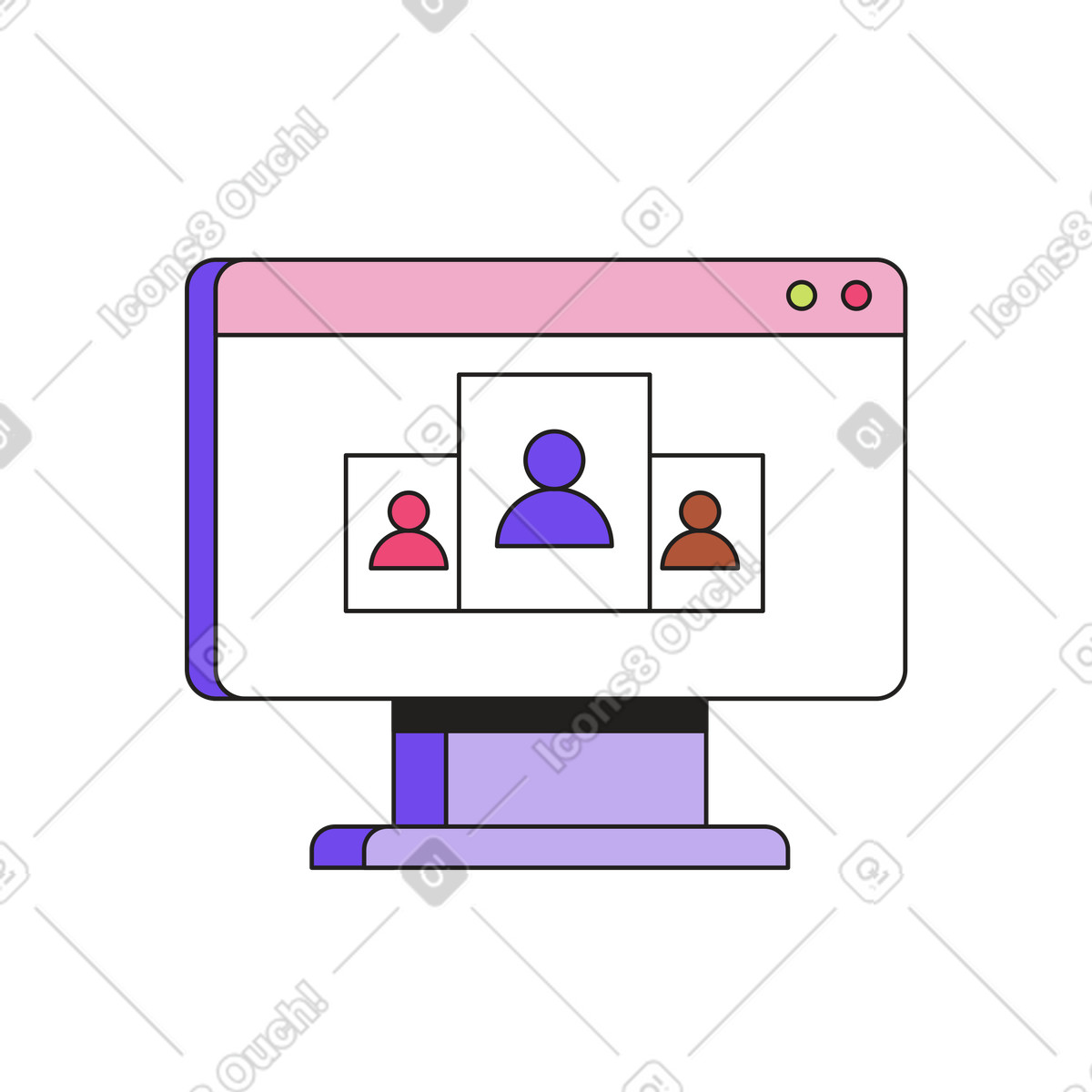 Candidates on monitor animated illustration in Dazzle style download in GIF, Lottie (JSON), AE