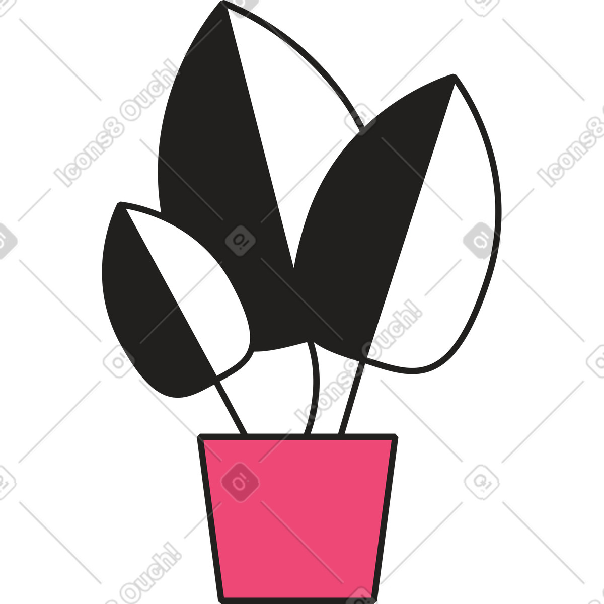 Illustration Planter dans un pot rose le style Dazzle Line à télécharger aux formats PNG, SVG