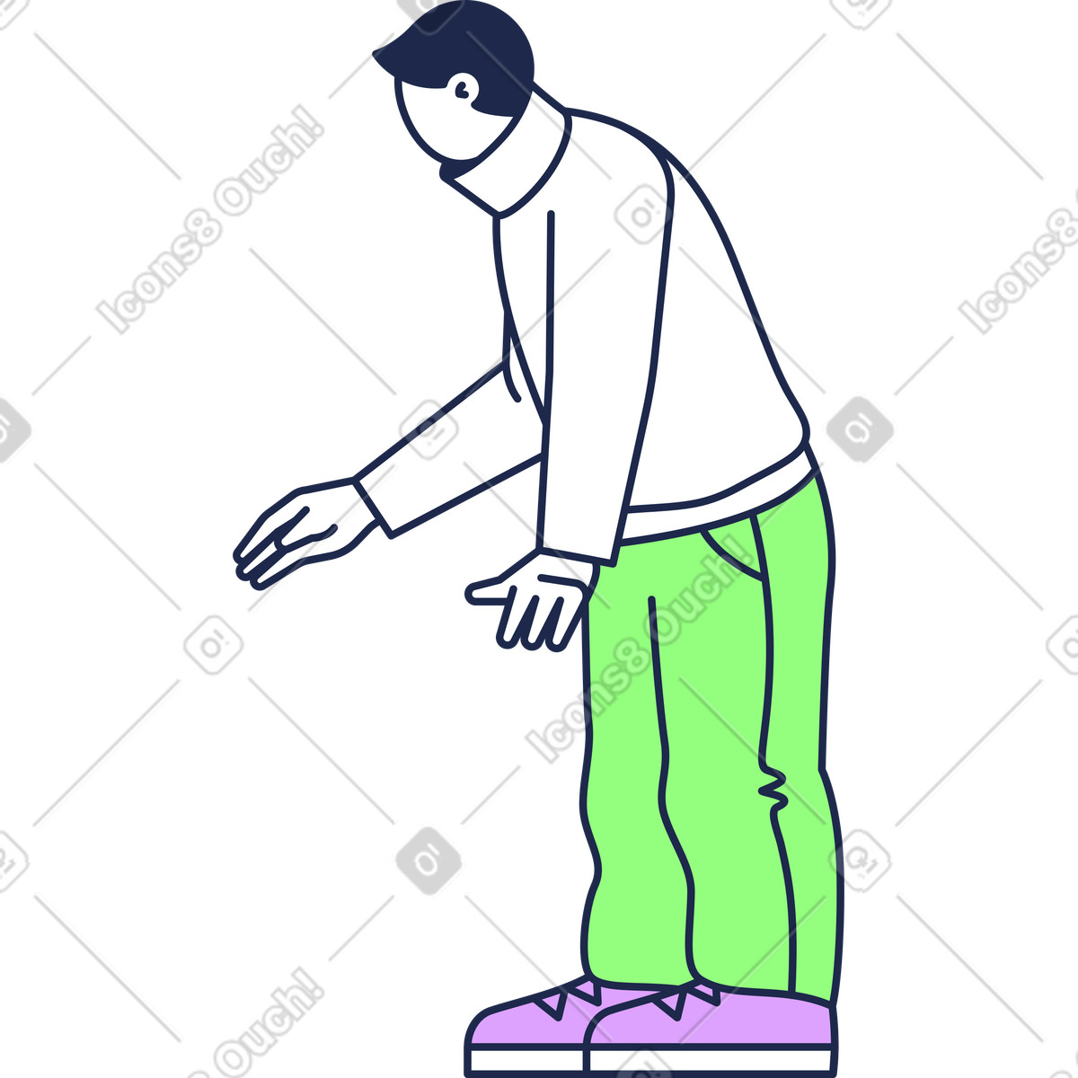 Ilustração de Jovem, inclinando-se para a frente em no estilo Outline baixar em PNG, SVG