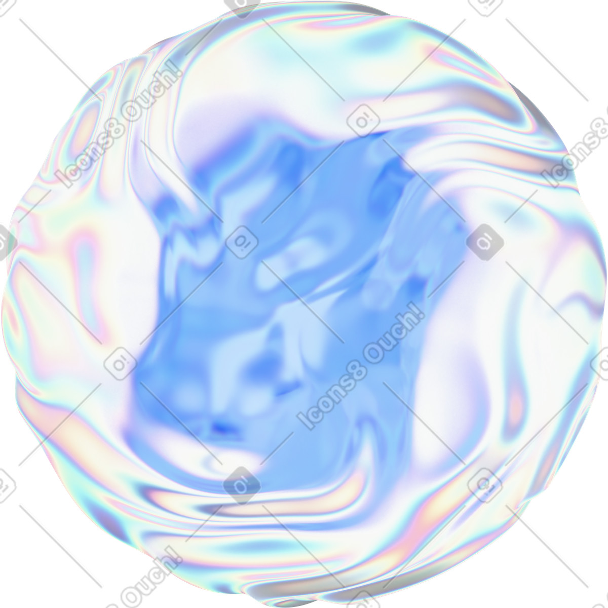 Иллюстрация Abstract iridescent sphere with ripples в стиле 3D Glassy — скачать в форматах PNG, SVG