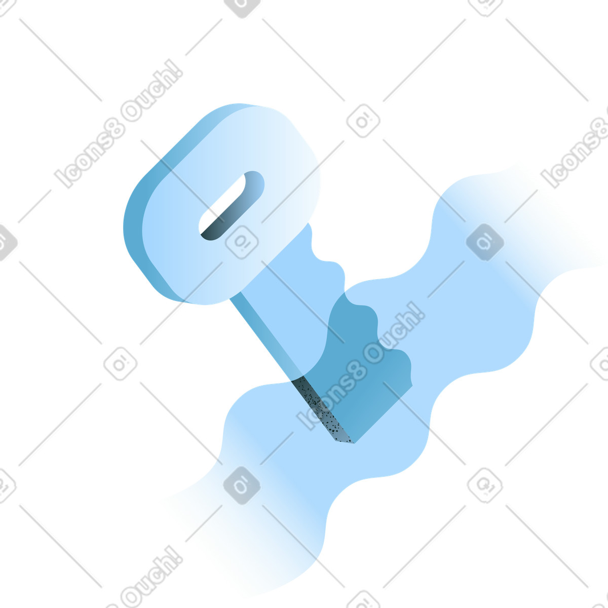 Floating blue key icon for account login and privacy protection illustration in Concept style download in PNG, SVG