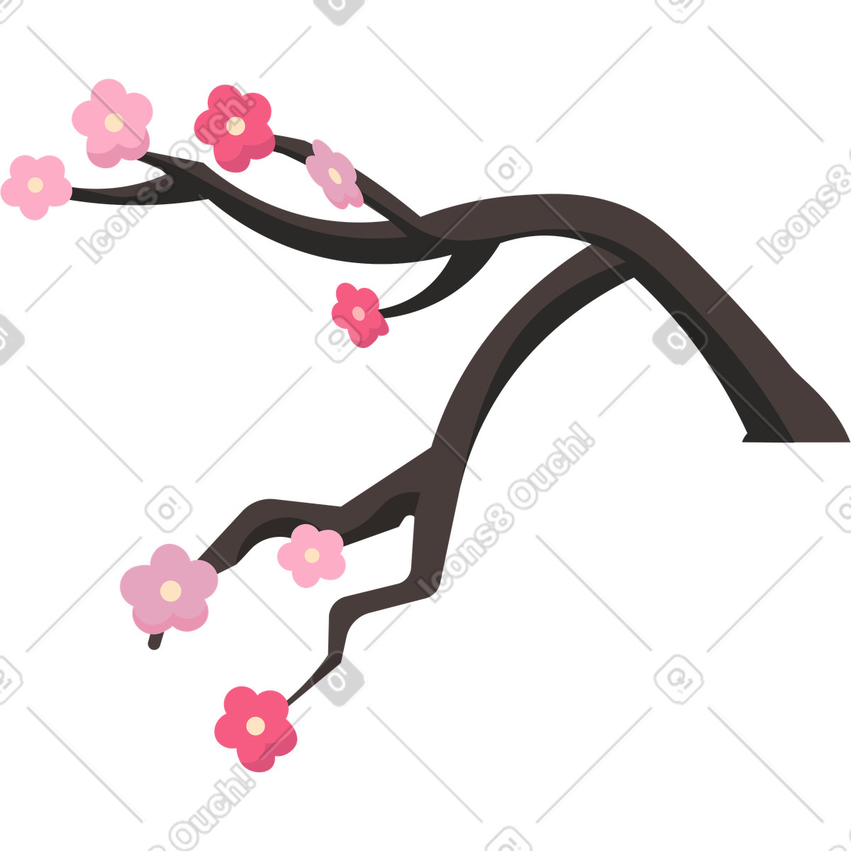 Ilustración Rama de sakura en estilo Dizzy a descargar en PNG y SVG