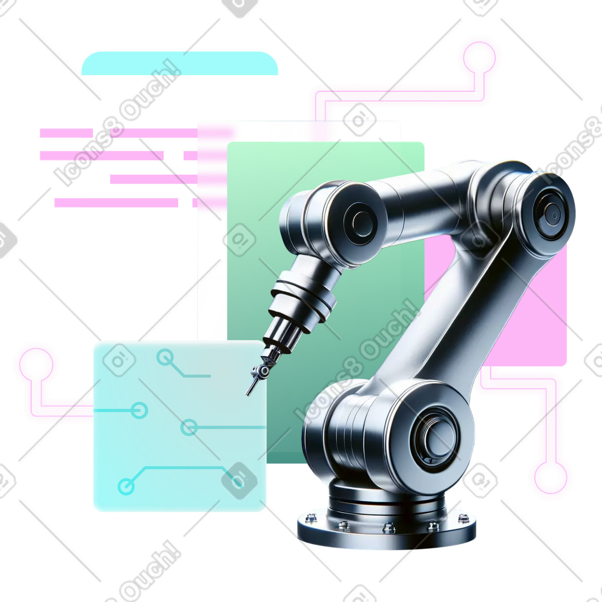 下载 Chromed 风格的 机械臂和自动化系统 插画，支持 PNG、SVG 格式