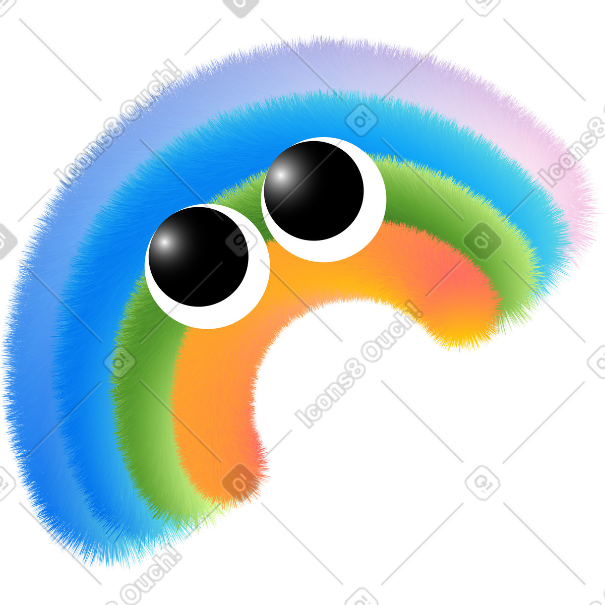 Puffy スタイルの 目でフワフワの虹 のイラストをPNG、SVG形式でダウンロード