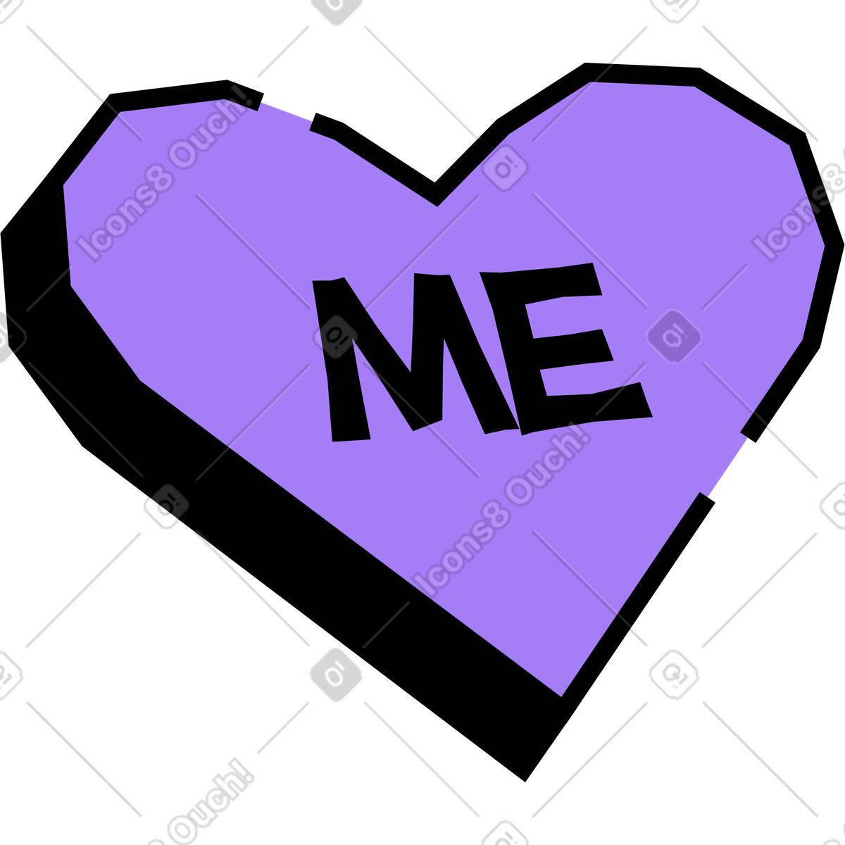 Heart with the word me illustration in Amethyst style download in PNG, SVG