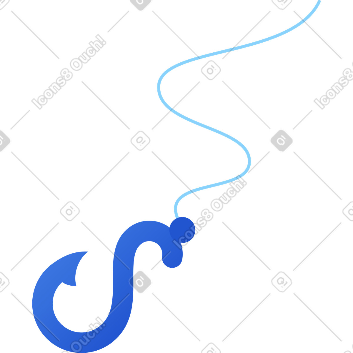Hook on fishing line illustrazione in stile Glossy scarica in PNG, SVG