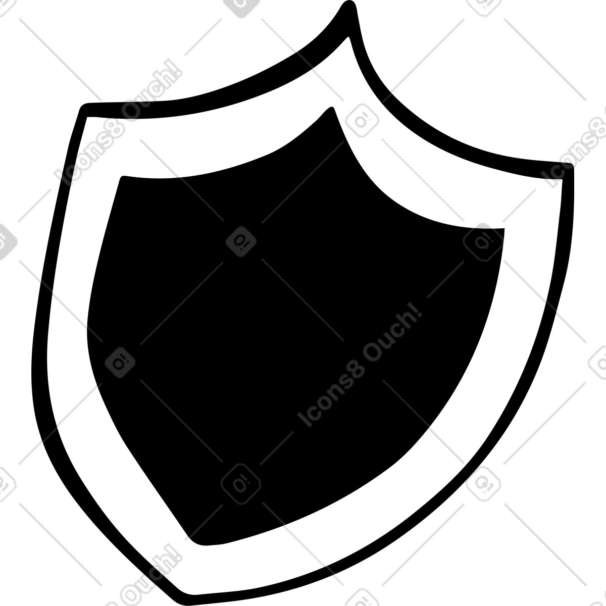 Shield illustration in Journal style download in PNG, SVG