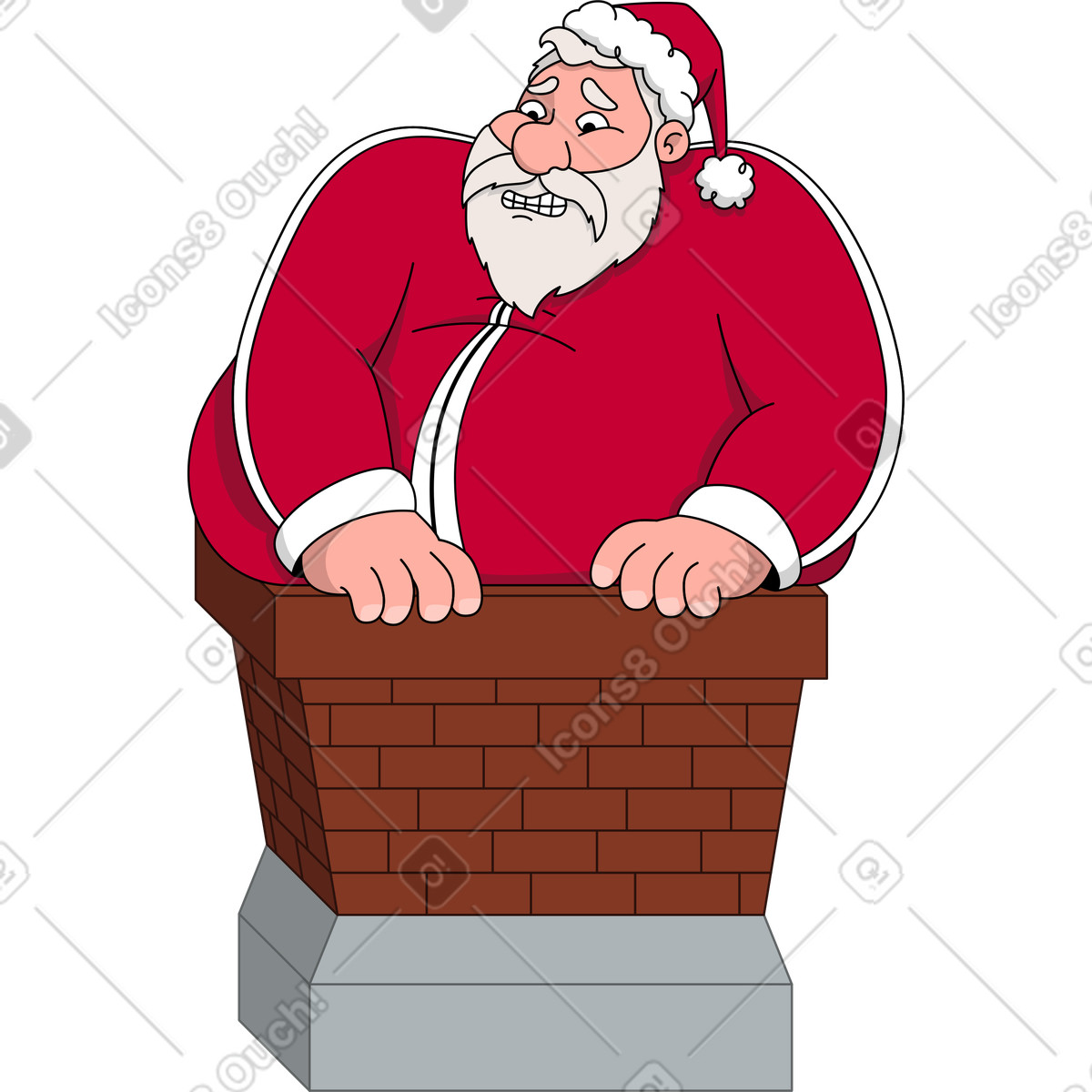 Santa stuck in a chimney illustration Camp style download PNG, SVG