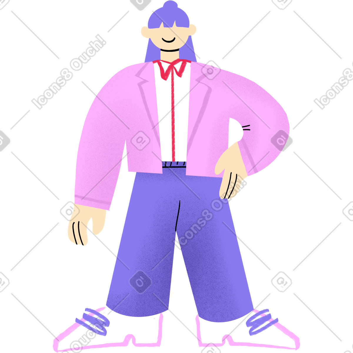 Office woman in pink and purple suit illustrazione stile Bonny scarica PNG, SVG