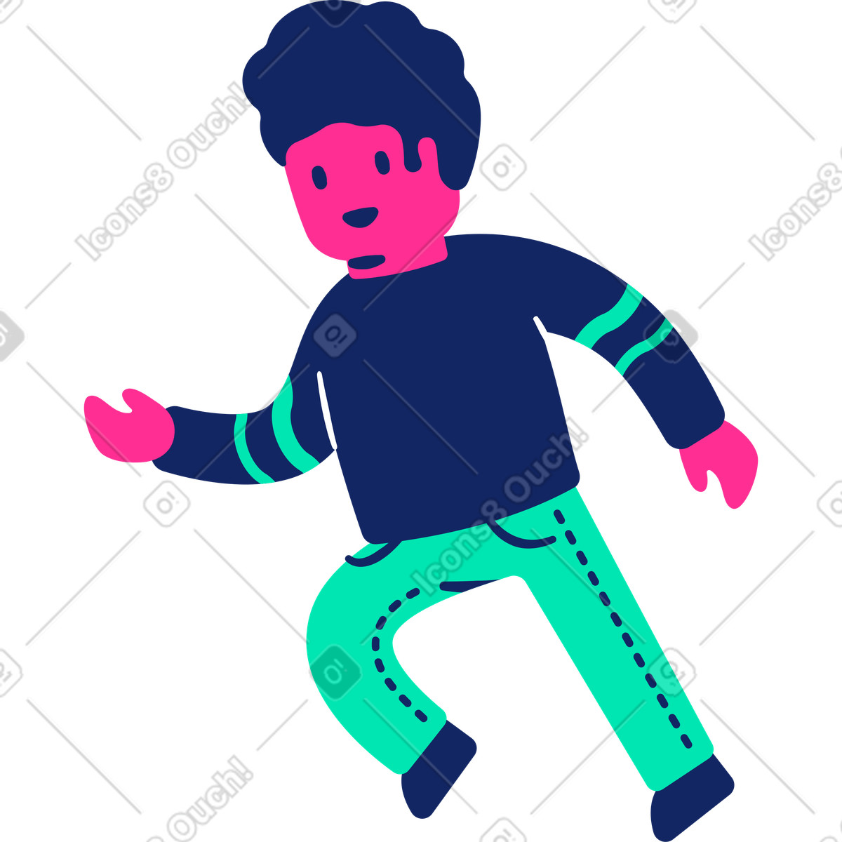 Ilustración Hombre corriendo en estilo Cyborg a descargar en PNG y SVG