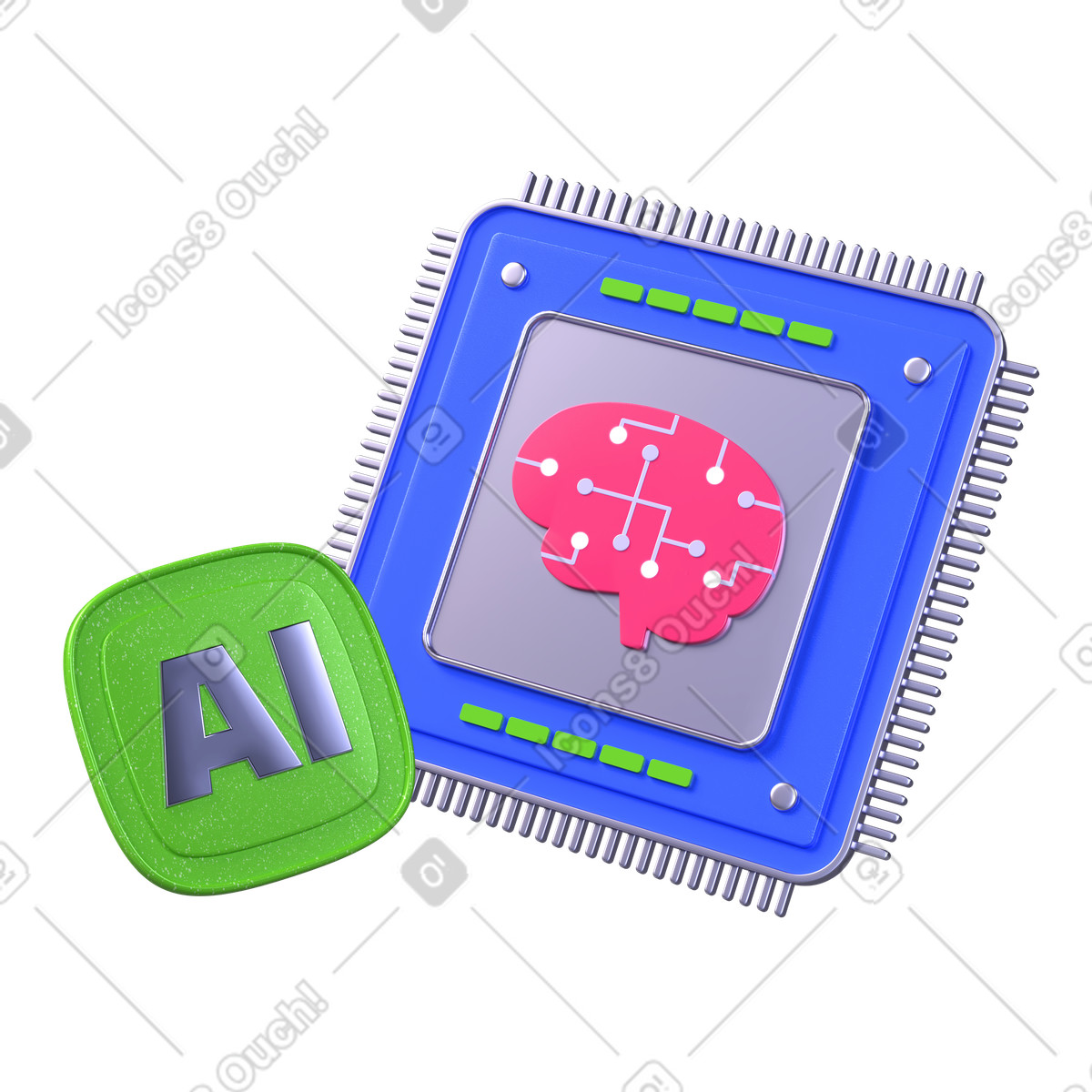 Ilustración Chip y señal de ia en estilo 3D Boost a descargar en PNG SVG