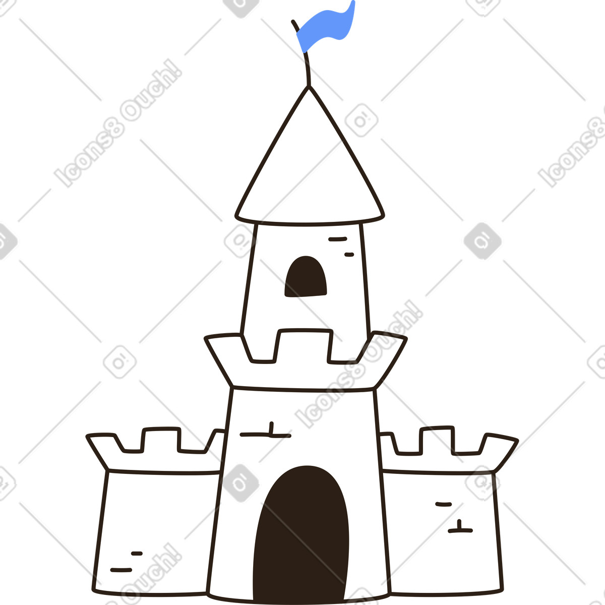 Sand castle illustration in Plain style download in PNG, SVG