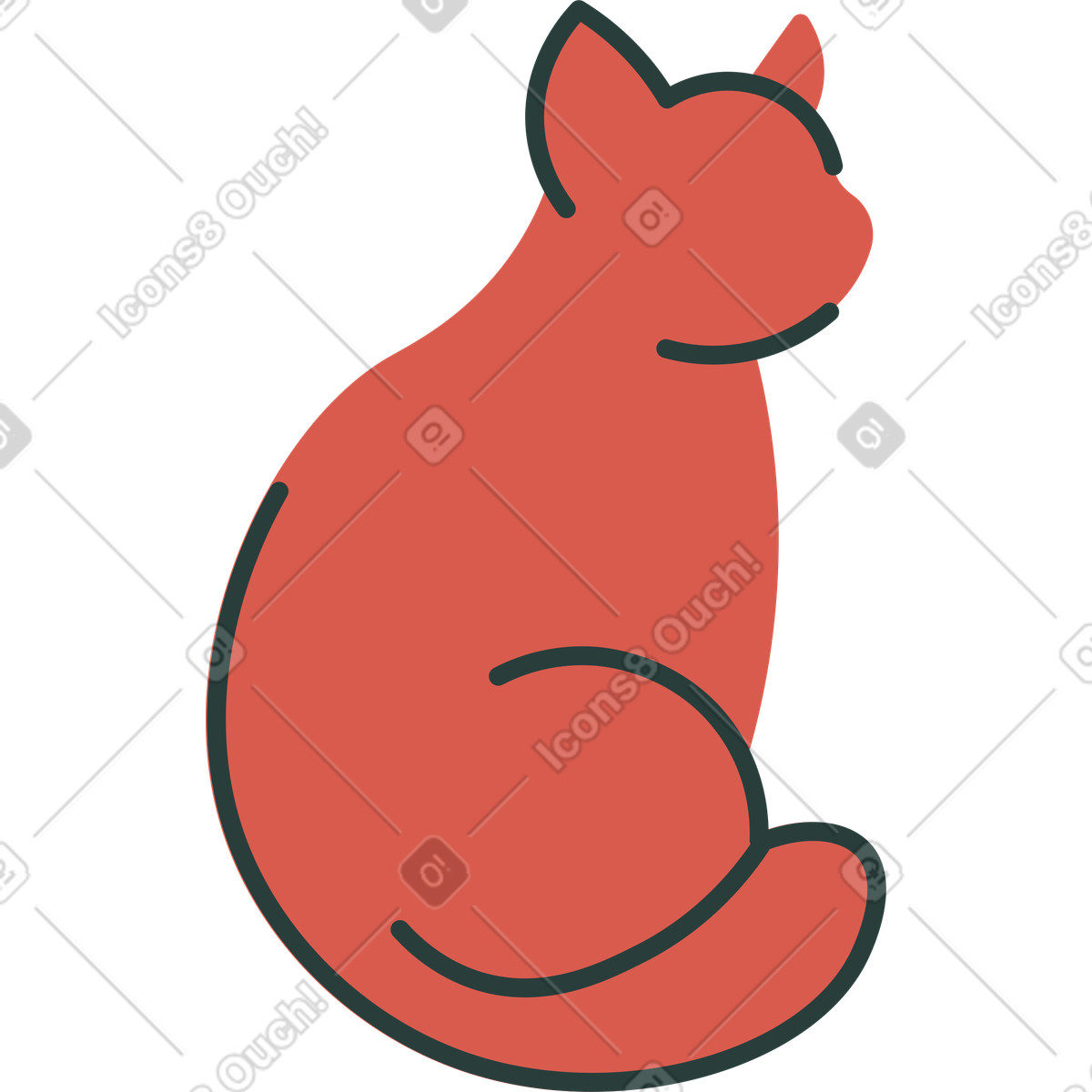 Gatto illustrazione in stile Macaroni scarica in PNG, SVG