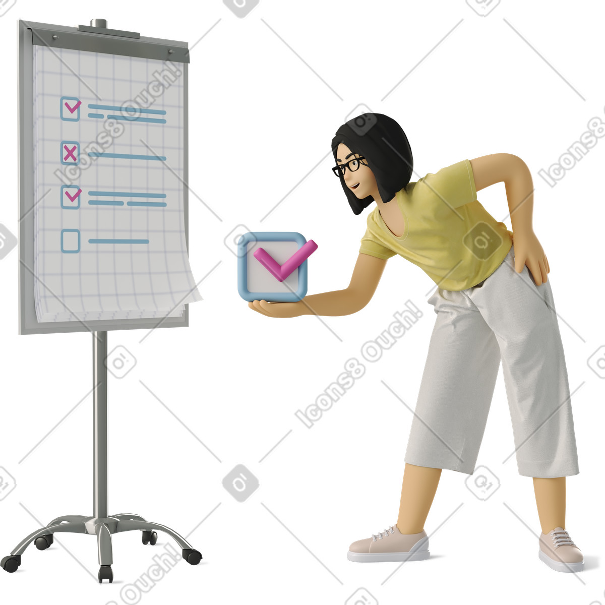 Contrassegno di elementi completati, gestione delle attività o produttività, pianificazione e raggiungimento degli obiettivi illustration in PNG, SVG