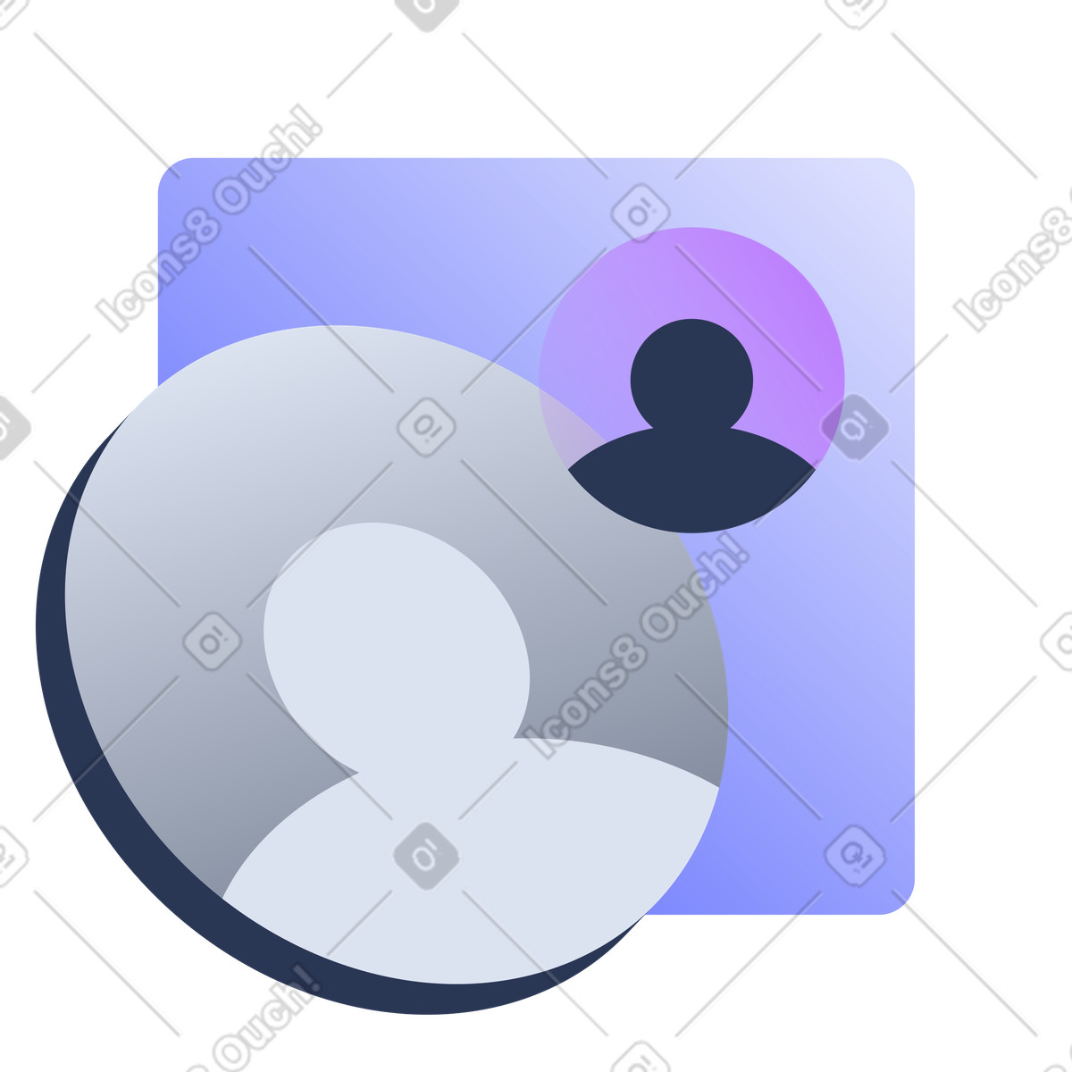 Due icone utente circolari astratte, ruoli dei membri del team o accesso al gruppo illustrazione in stile Lucent scarica in PNG, SVG