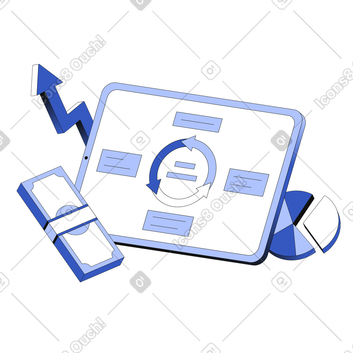 Business model and income growth illustration in PNG, SVG