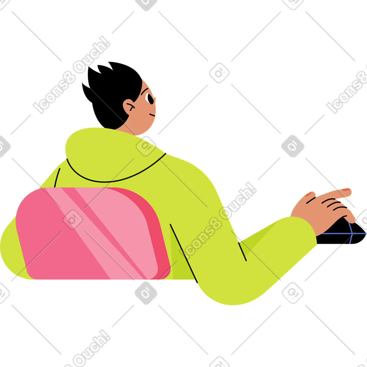 Ilustración Chico hace clic en el mouse estilo Juicy a descargar PNG y SVG