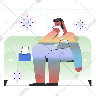 Man sick with coronavirus PNG, SVG