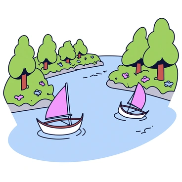 A winding river flows through Rivendell, surrounded by lush green trees and delicate flowers lining the banks. Elven boats with elegant designs are floating gently on the water, their sails catching the soft breeze. The water reflects the shimmering colors of the sky above, creating a peaceful atmosphere. The riverbank features smooth stones and patches of soft moss, enhancing the serene setting.
