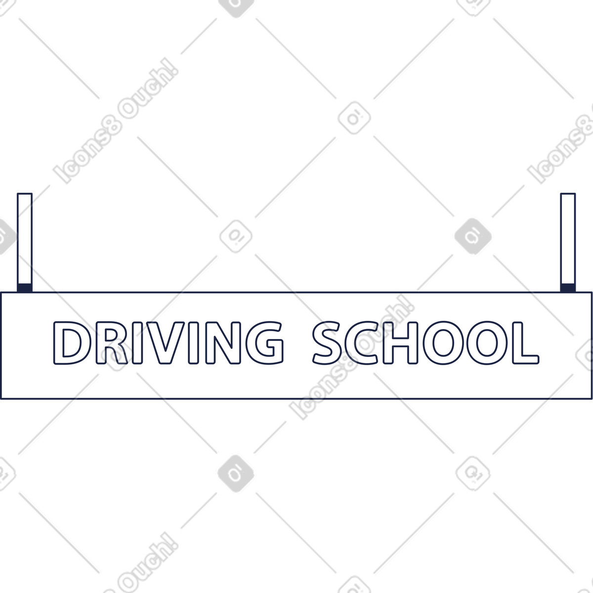 Signboard driving school illustration in Urban Line style download in PNG, SVG