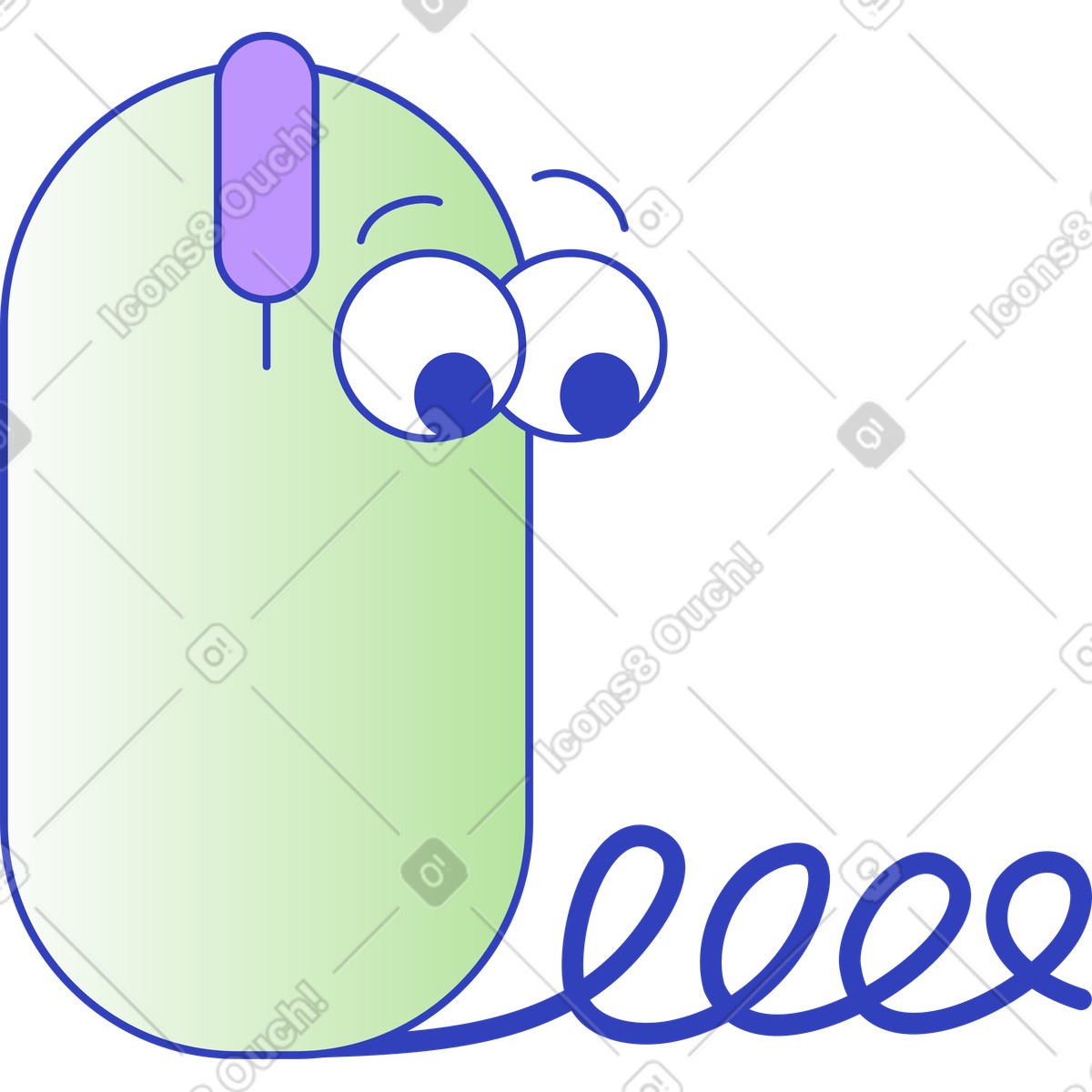 Green wired mouse illustration in Eyeful style download in PNG, SVG