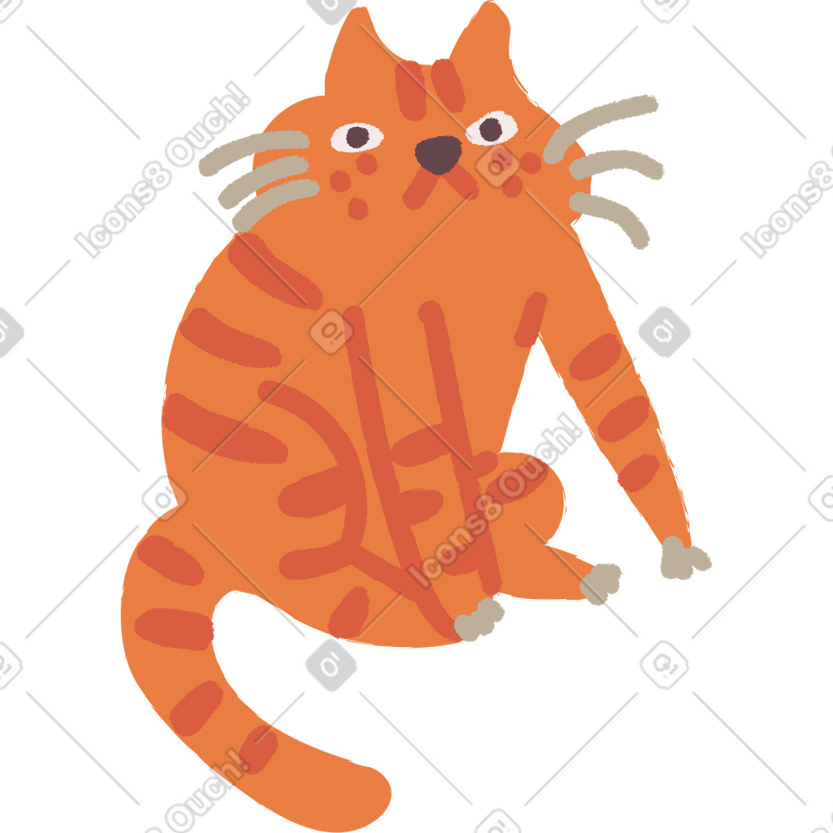 Cat sitting illustration in Ginger style download in PNG, SVG