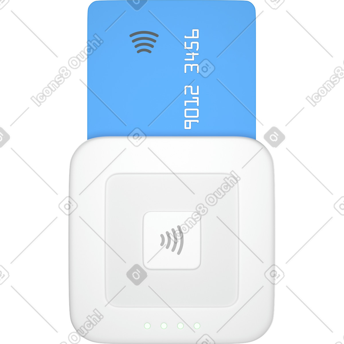 Reader for contactless and chip with credit card front view illustrazione in stile 3D Business scarica in PNG, SVG